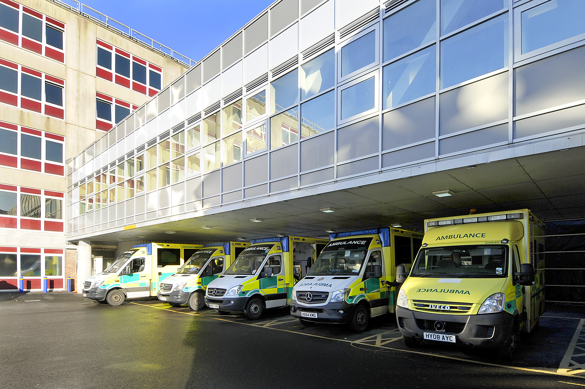 Ambulances lined up outside emergency department