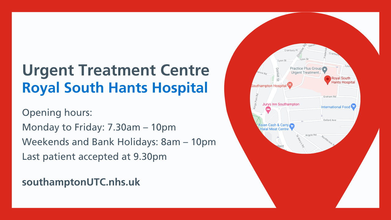 Information about the urgent treatment centre in Southampton at Royal South Hants hospital