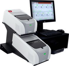 A portable device for testing samples at the bedside (called BioFire FilmArray) and computer