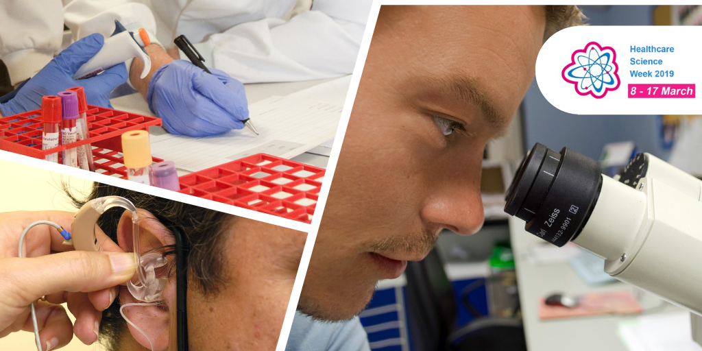 Variety of pictures depicting elements of healthcare science