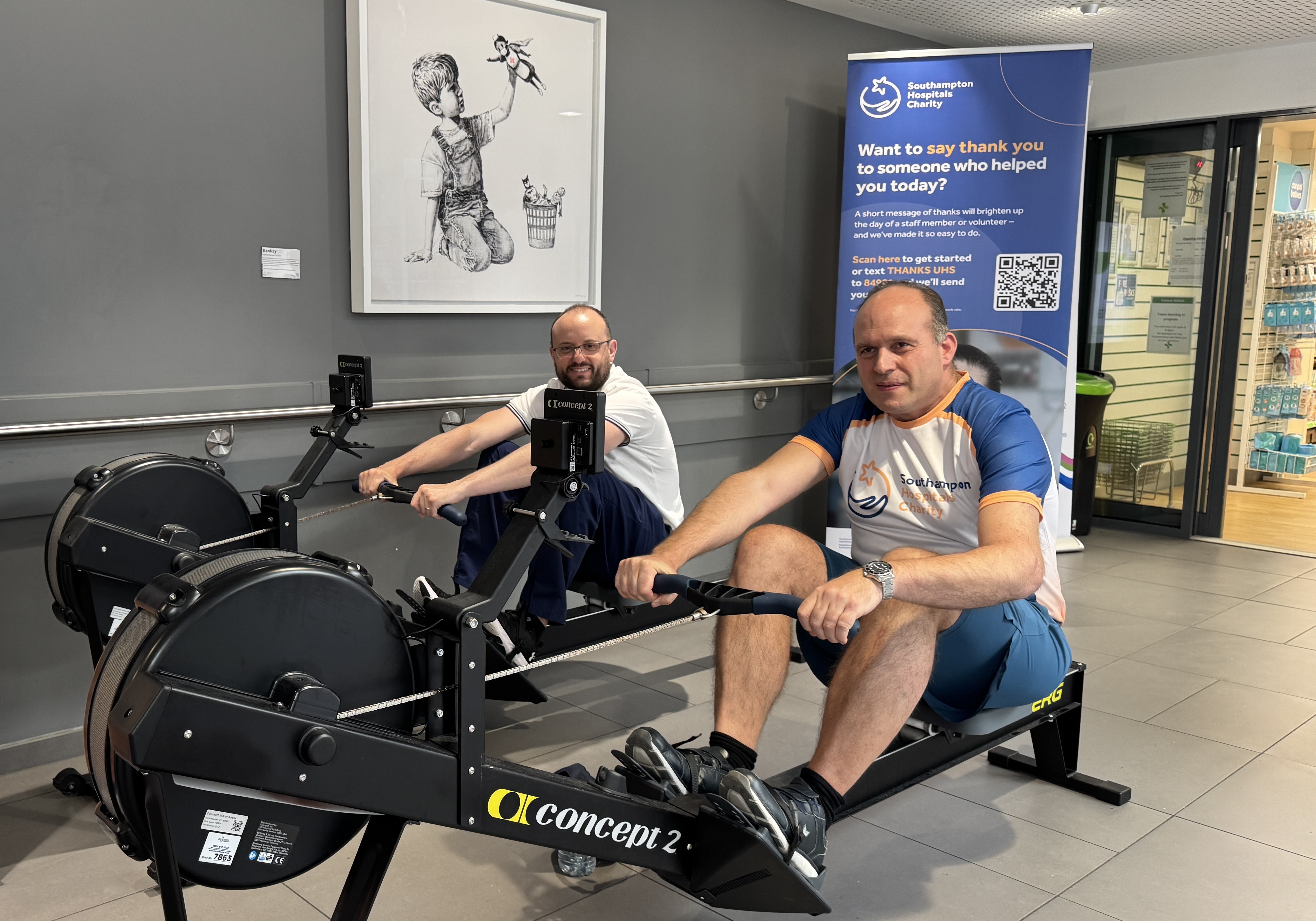 Henry Cobbe with physiotherapist Matthew Woods
