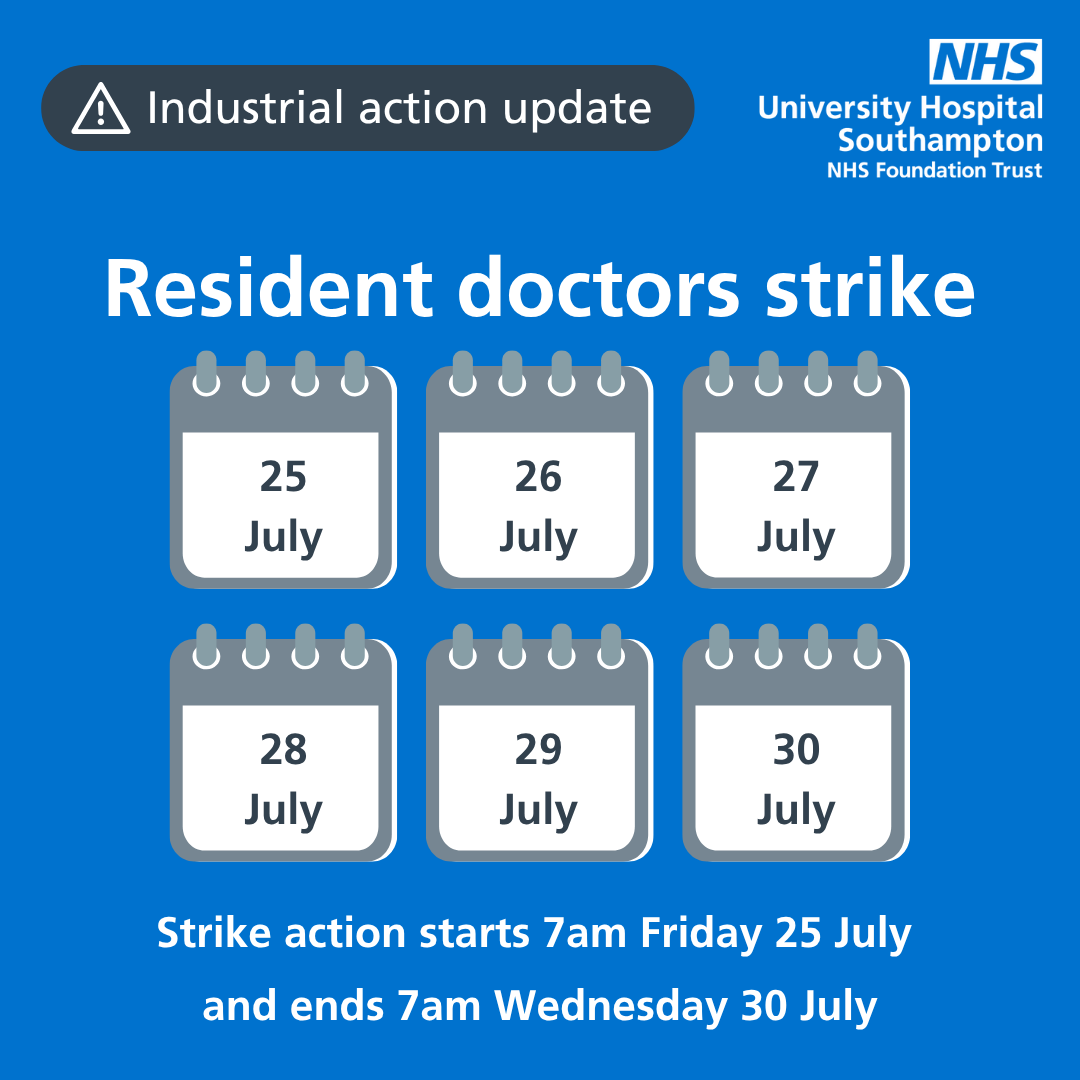 Calendar graphic representing the days of industrial action.
