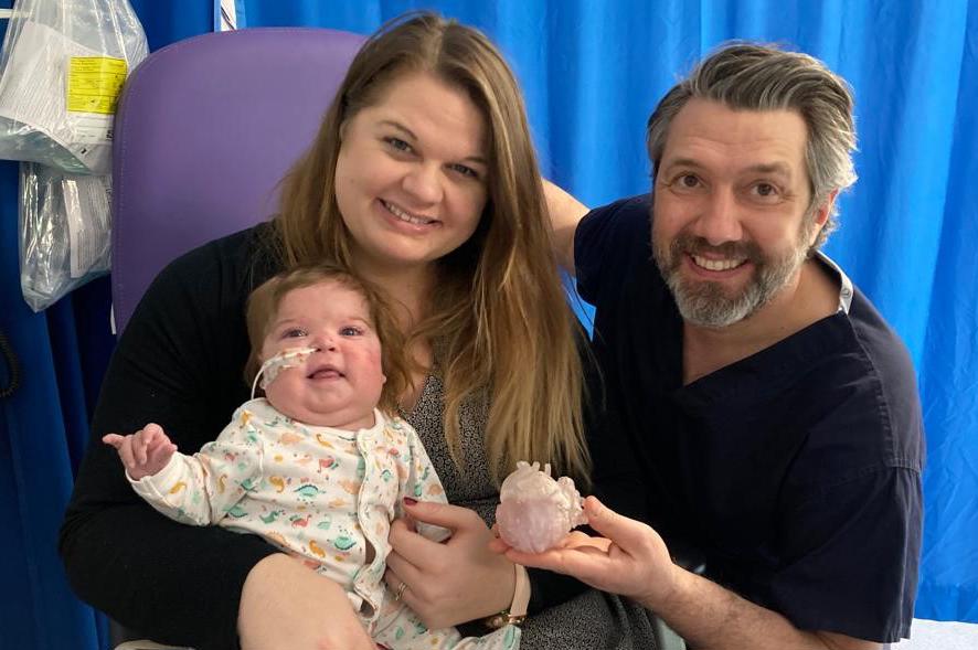 Mum Lizzie Fulton with baby Pippa and Mr Nicola Viola, lead congenital cardiac surgeon