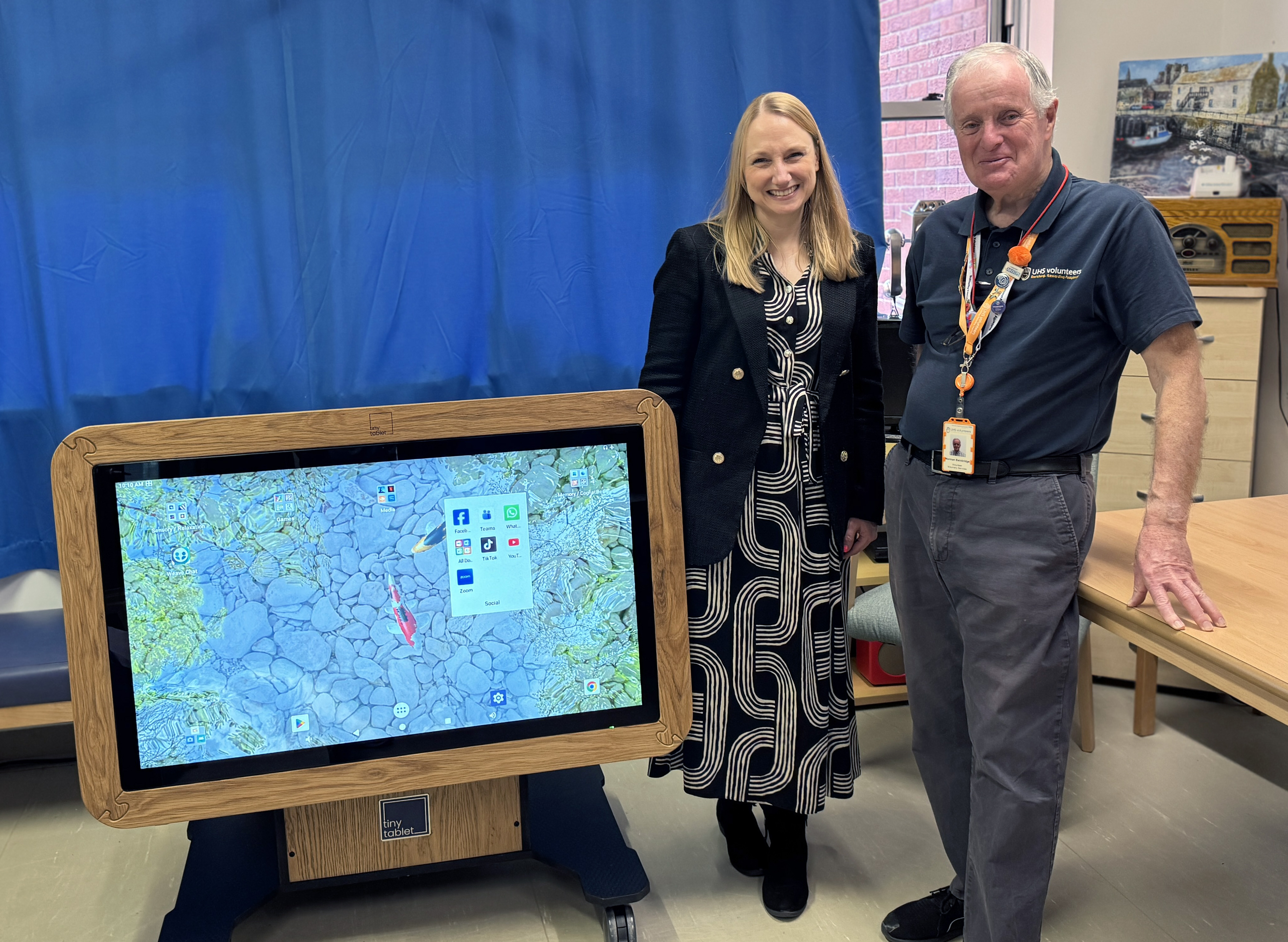 Natalie Shale and Norman Bainbridge with the Tablet