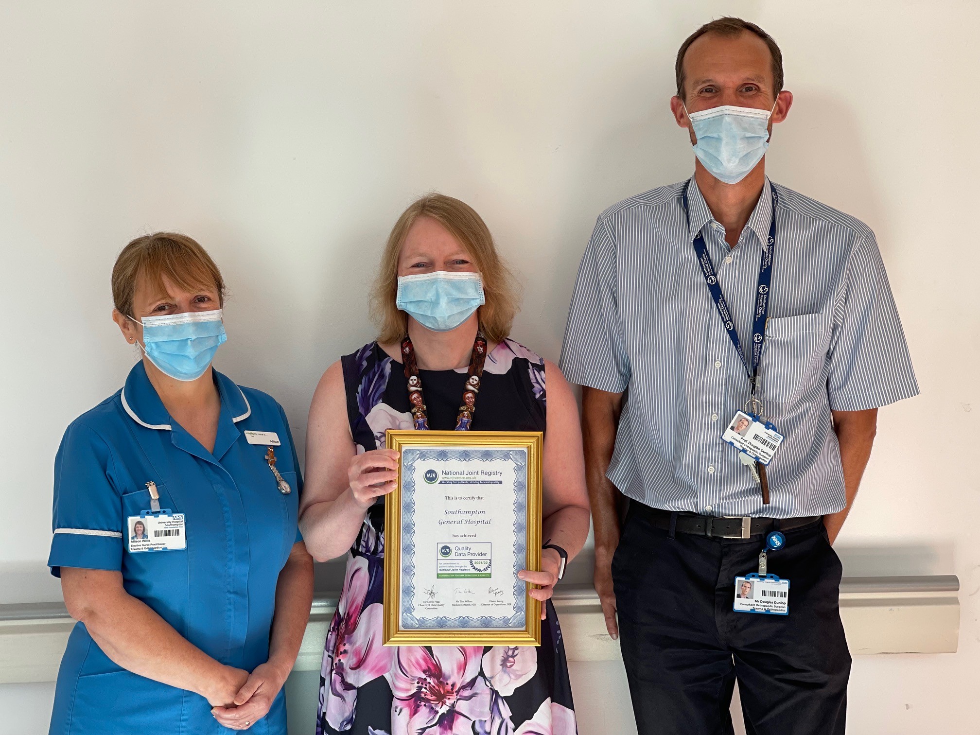 NJR Team - Allison Willis (Orthopaedic Elective Nurse Practitioner), Jane Miller (NJR Hospital Data Manager) and Doug Dunlop (NJR Clinical Lead)