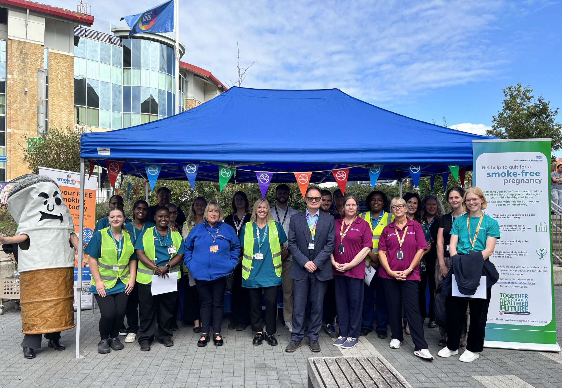 UHS staff and partners at Bin the Butt event