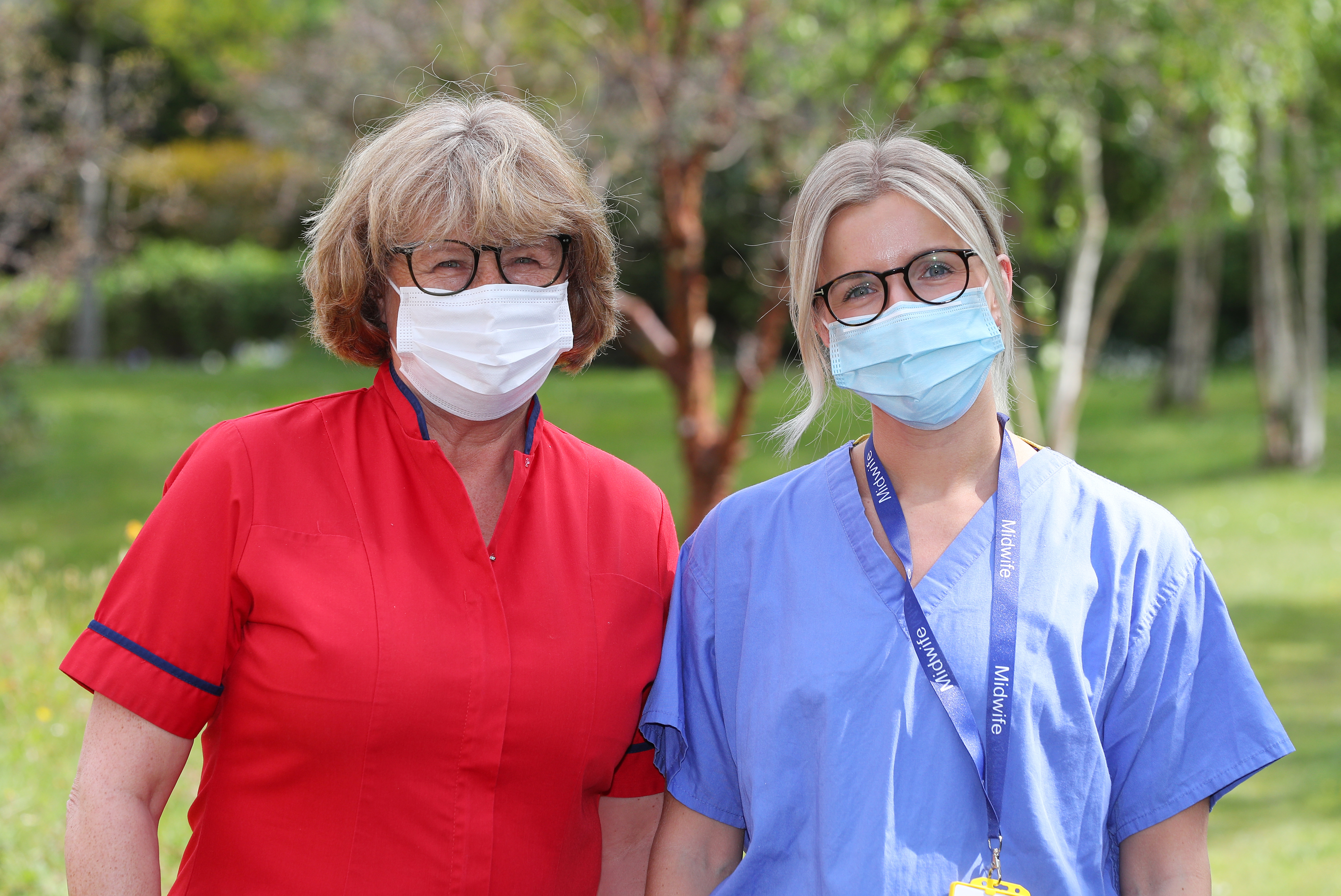 Suzanne Cunningham with new midwife Daisy Bruce