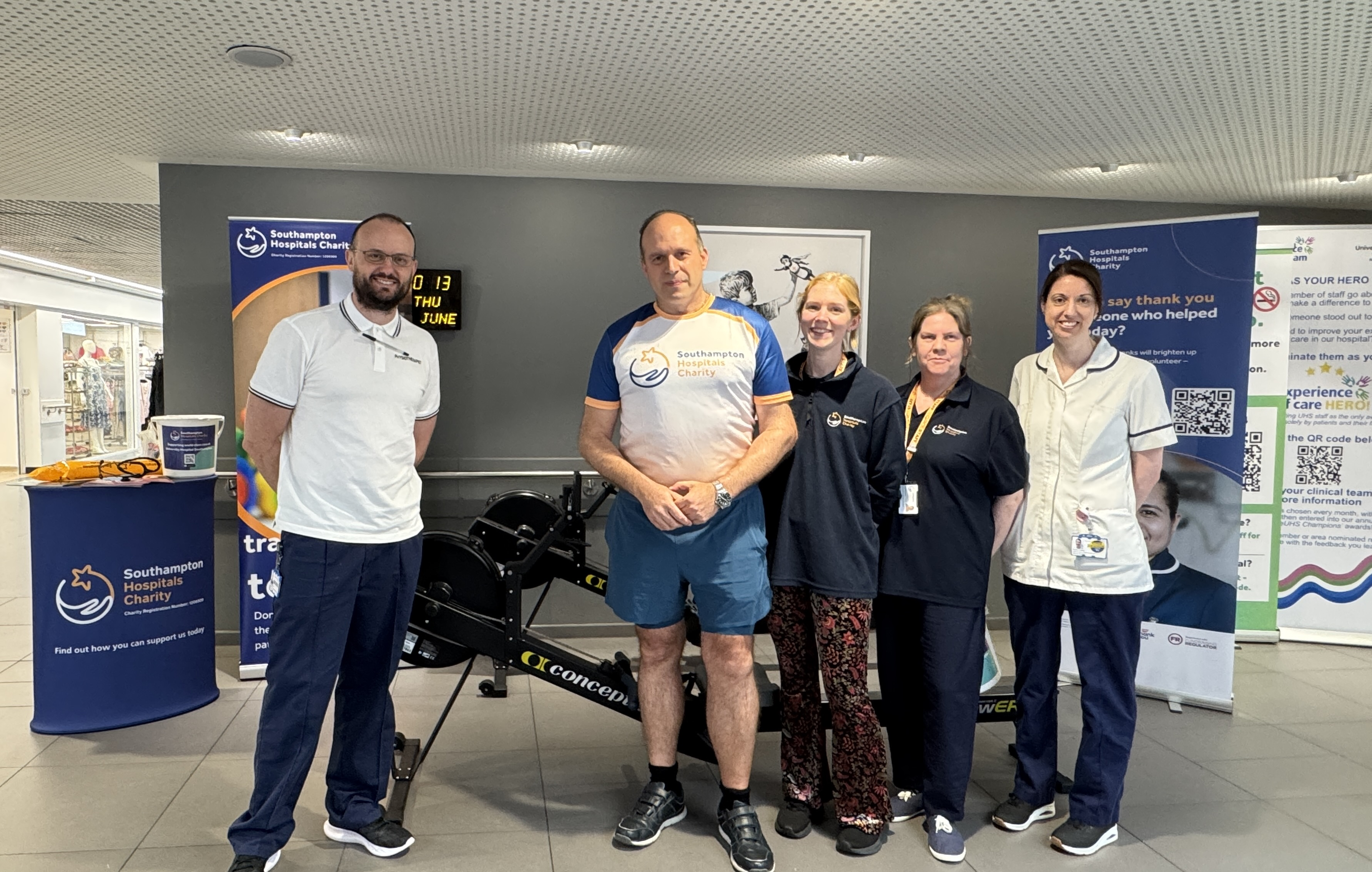 Henry Cobbe with UHS physios and Southampton Hospitals Charity team