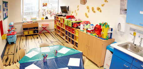 The colourful playroom on Ocean Ward.