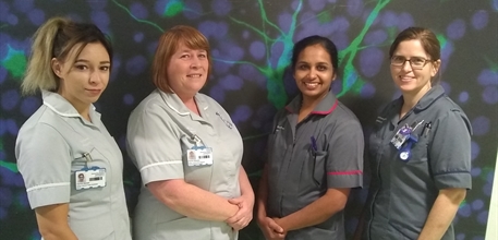 Members of the hepatology research nursing team standing together.