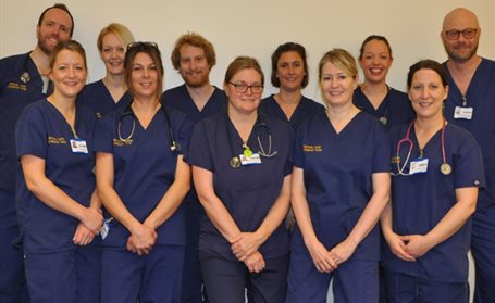 Team photo of the members of the critical care outreach team.
