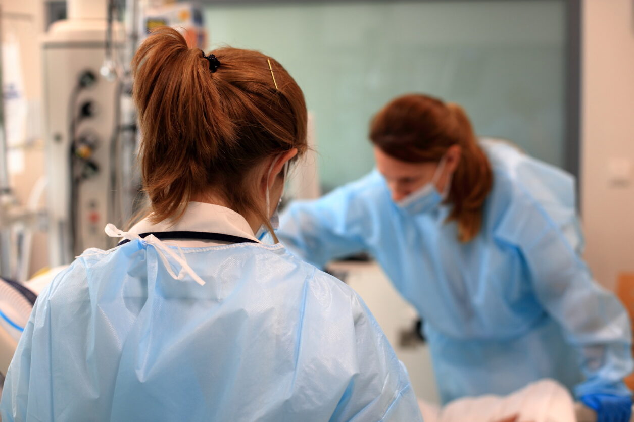 Two therapists in gowns