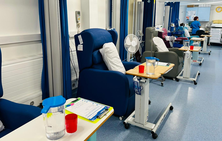 A row of comfortable chairs in the infusion unit.
