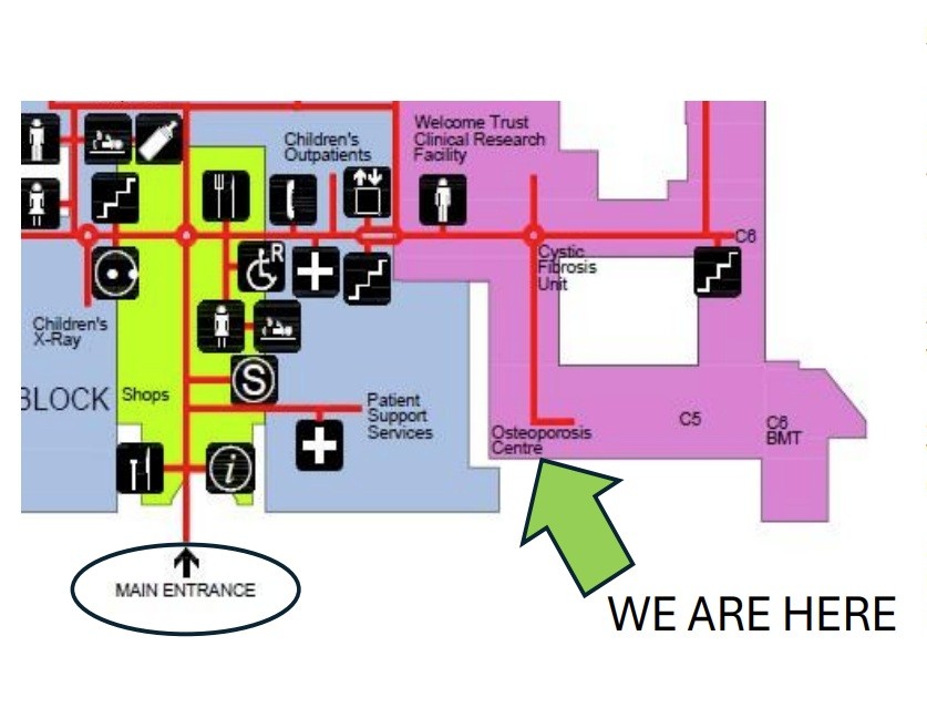 Map showing location of osteoporosis centre