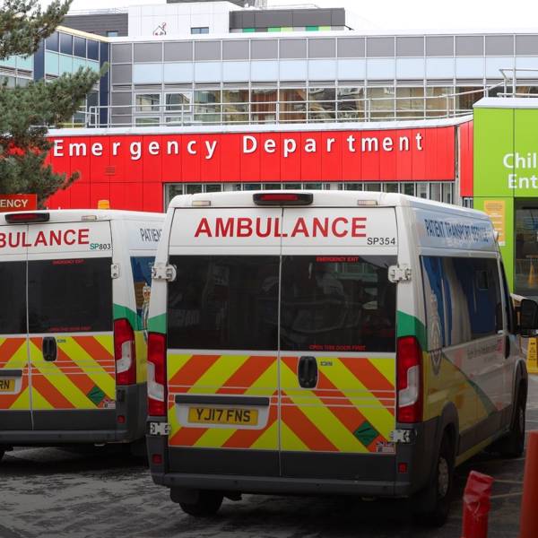 Emergency department with ambulances outside