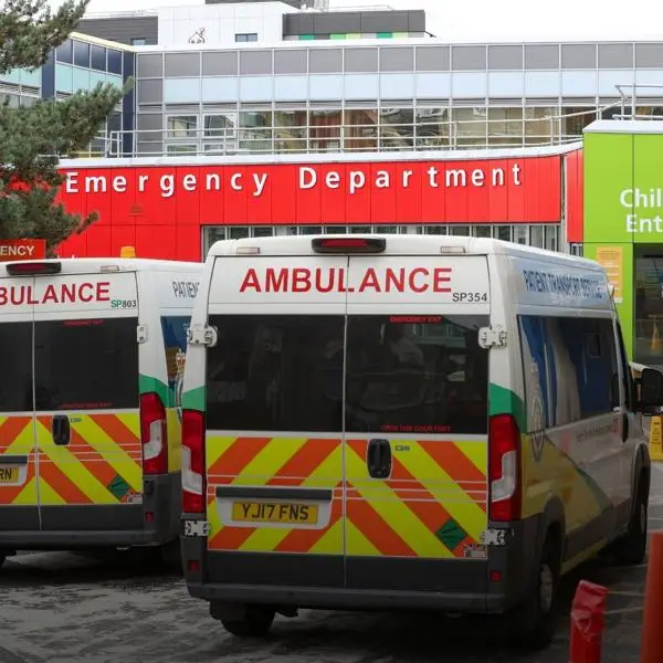 Emergency department with ambulances outside