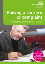 Raising a concern leaflet cover showing a man filling in a form