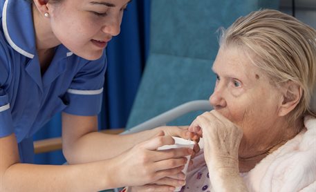 Older lady with nurse