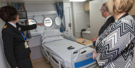 Michael Marsh with staff in medical centre